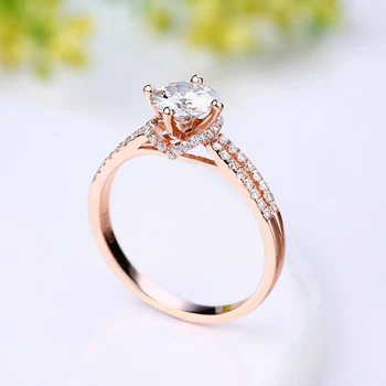

2Carat 18K Rose Gold Moissanite Diamond Ring Round Bifurcation Merge Women Wedding Party Engagement Anniversary Ring VVS D Color