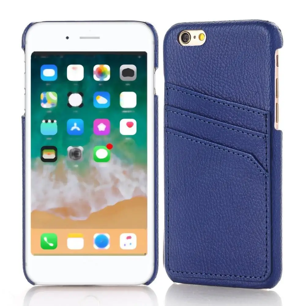 Тонкий из искусственной кожи чехол для iPhone X, 8, 7, 6, 6s плюс чехол задняя крышка Держатель для карт чехол-портмоне - Цвет: blue