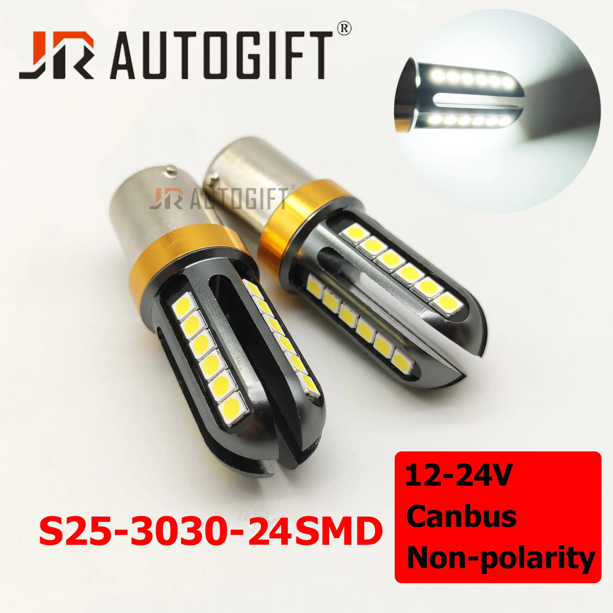 2x P21W 1156 BA15S 1157 BAY15D S25 светодиодный Canbus 12-24V автомобильная лампа 3030 24SMD Обратный DRL автоматического поворота светильник индикатор фонарь стоп-сигнала