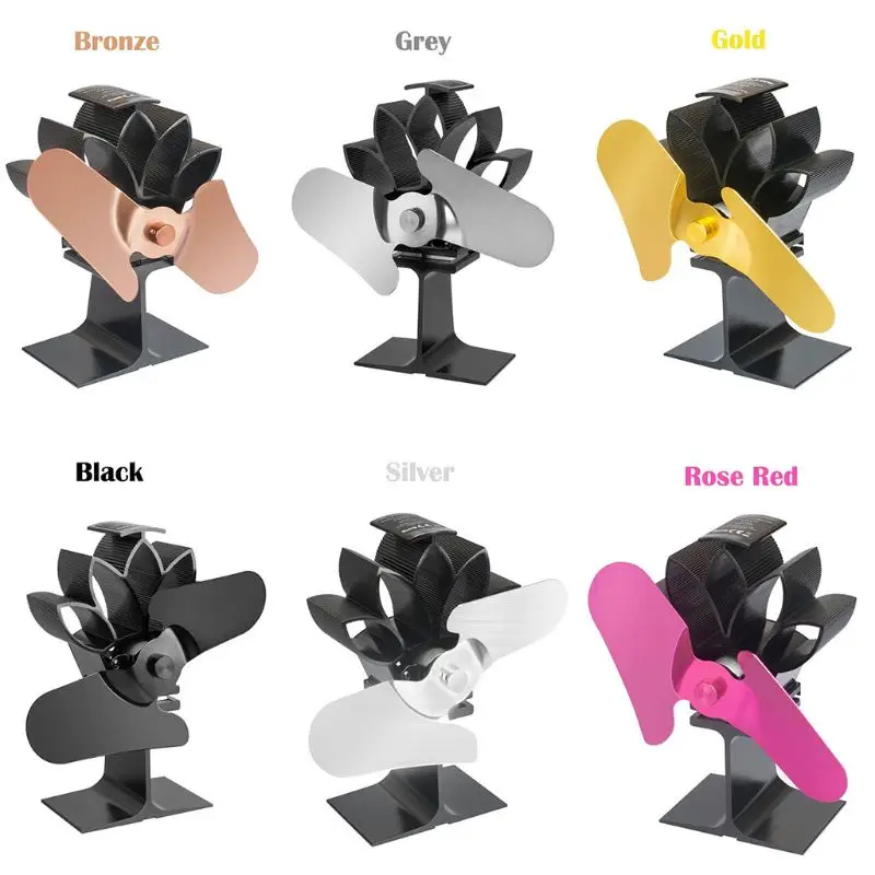 

2 Blades Heat Powered Stove Fireplace Eco Friendly Fan Silent Fuel Saving Wood