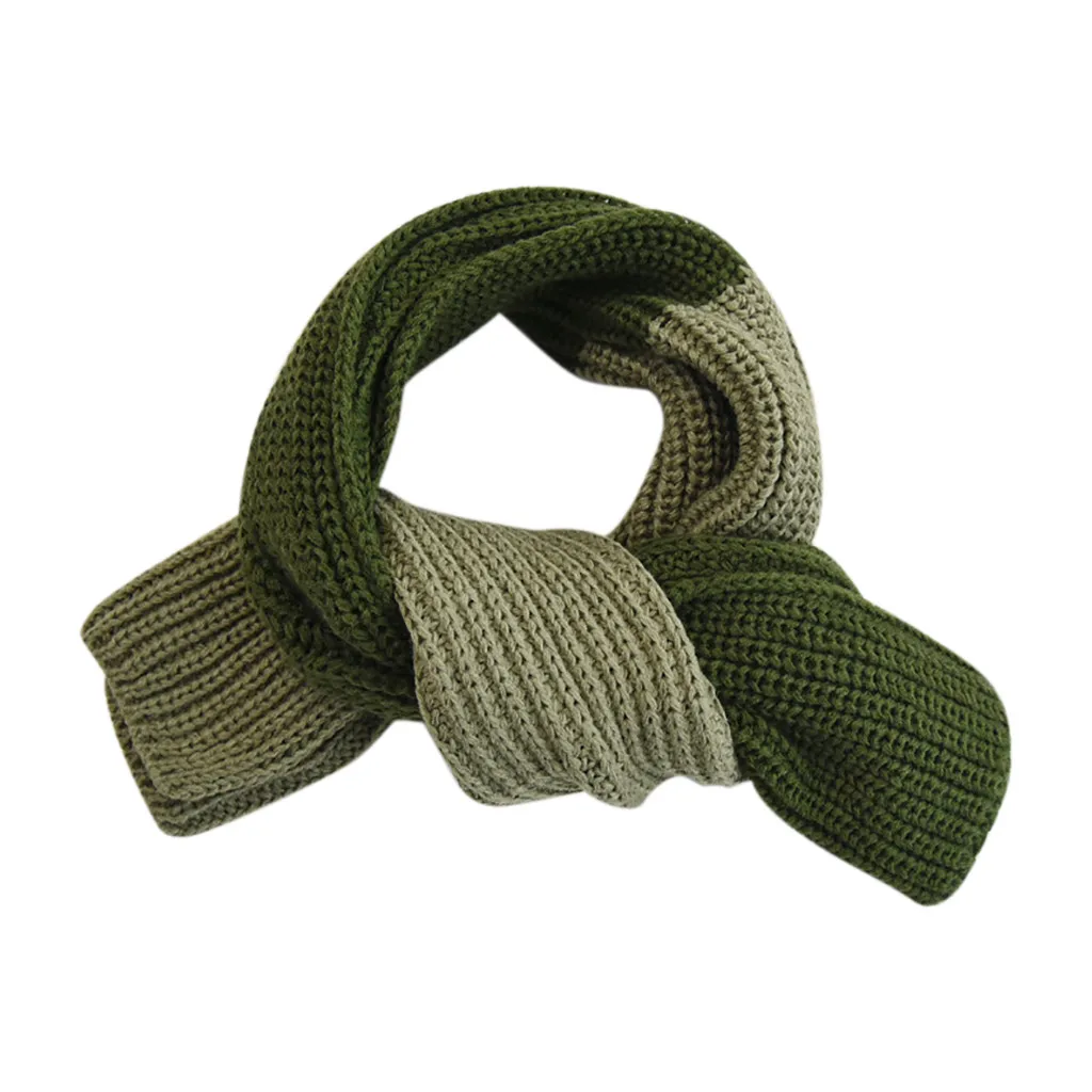 Вязаные шарфы Харадзюку с панелями, вязаный шерстяной шарф на шею, милый зимний теплый шарф на шею для мальчиков и девочек, накидки, женские шарфы# ZD - Цвет: A
