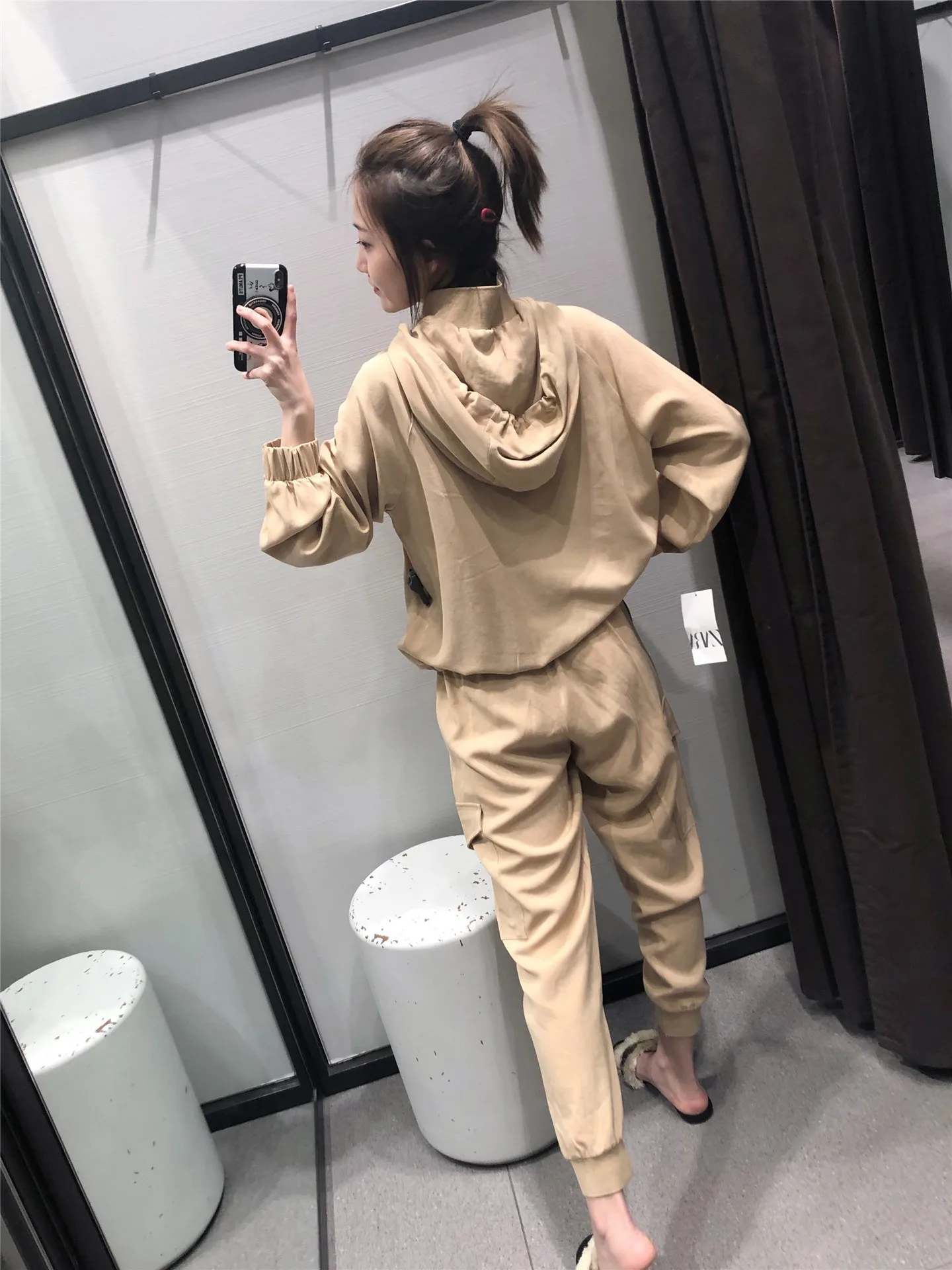 

Pd05 2019 Spring New Products Daishu Pocket Hooded Coat Women's