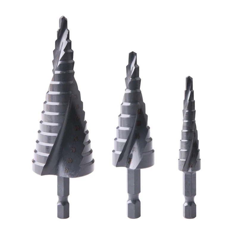 Citop Hex Shank 4-12/20/32mm HSS Step Cone Drill Bit Nitride Coated Cutter Drills Spiral Groove Step Hexagon Drill Bit