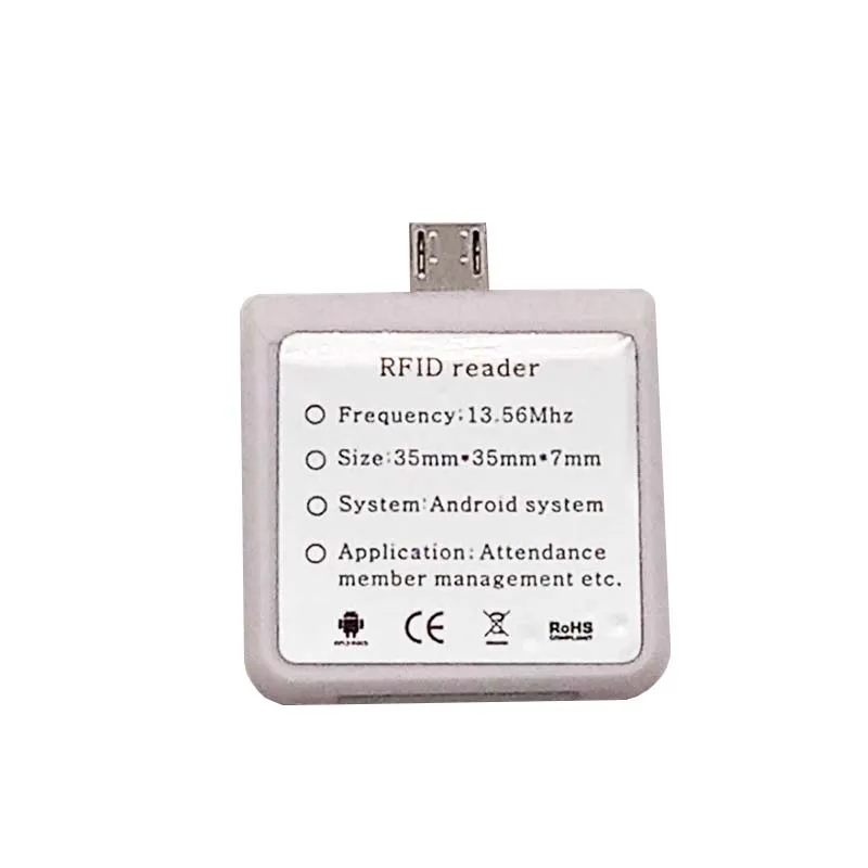 ISO14443A HF 13,56 MHz samrt IC кардридер для Android мобильного телефона RFID считыватель USB OTG питание Мини ультра-маленький портативный