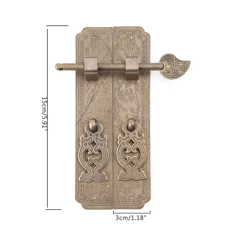 

Pure Copper Antique Door Handles Kit Retro Chinese Style Gate Pulls Furniture Y1QB