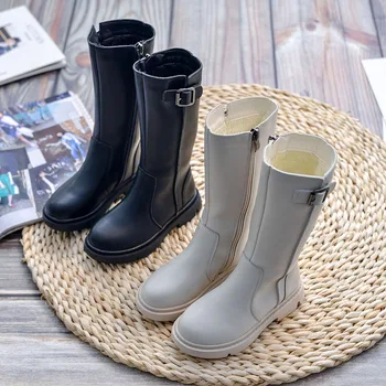 

Kids Princess shoes Non-slip Children Boots PU leather Waterproof Winter Boots New Girls Genuine Wool Warming boots baby boots