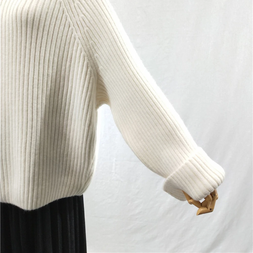 Werynica, Новинка осени, женский свитер, Повседневный, свободный, водолазка, вязанный джемпер,, длинный, большой размер, вязаный, пуловер для женщин, уличная одежда