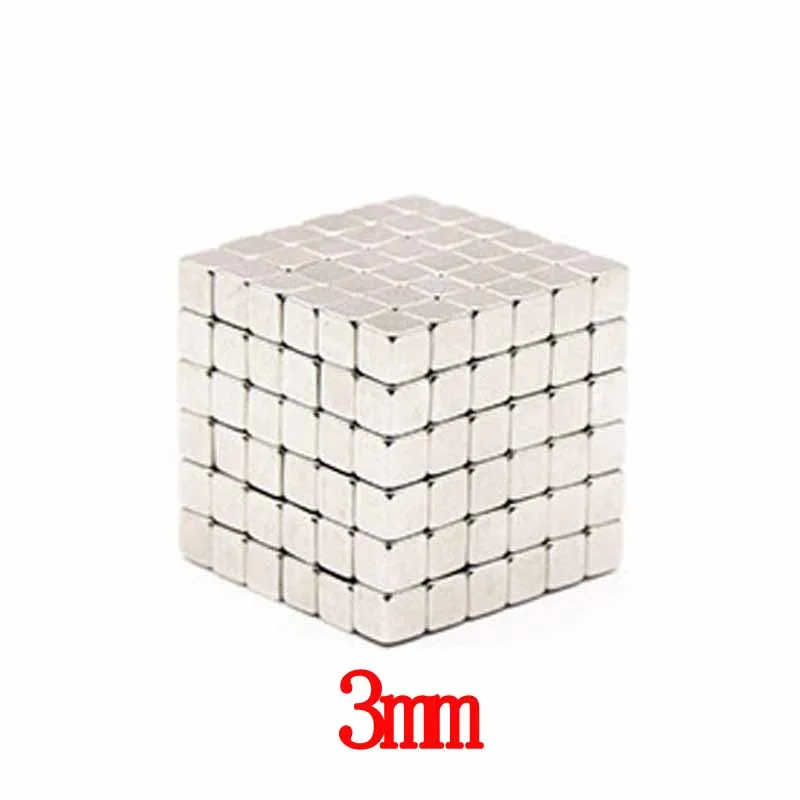 3mm square Новинка, 5 мм, 216 шт., неодимовый магнитный магический куб, магниты, головоломка, блоки, шары с металлическими, рождественский подарок для детей - Цвет: 3mm square