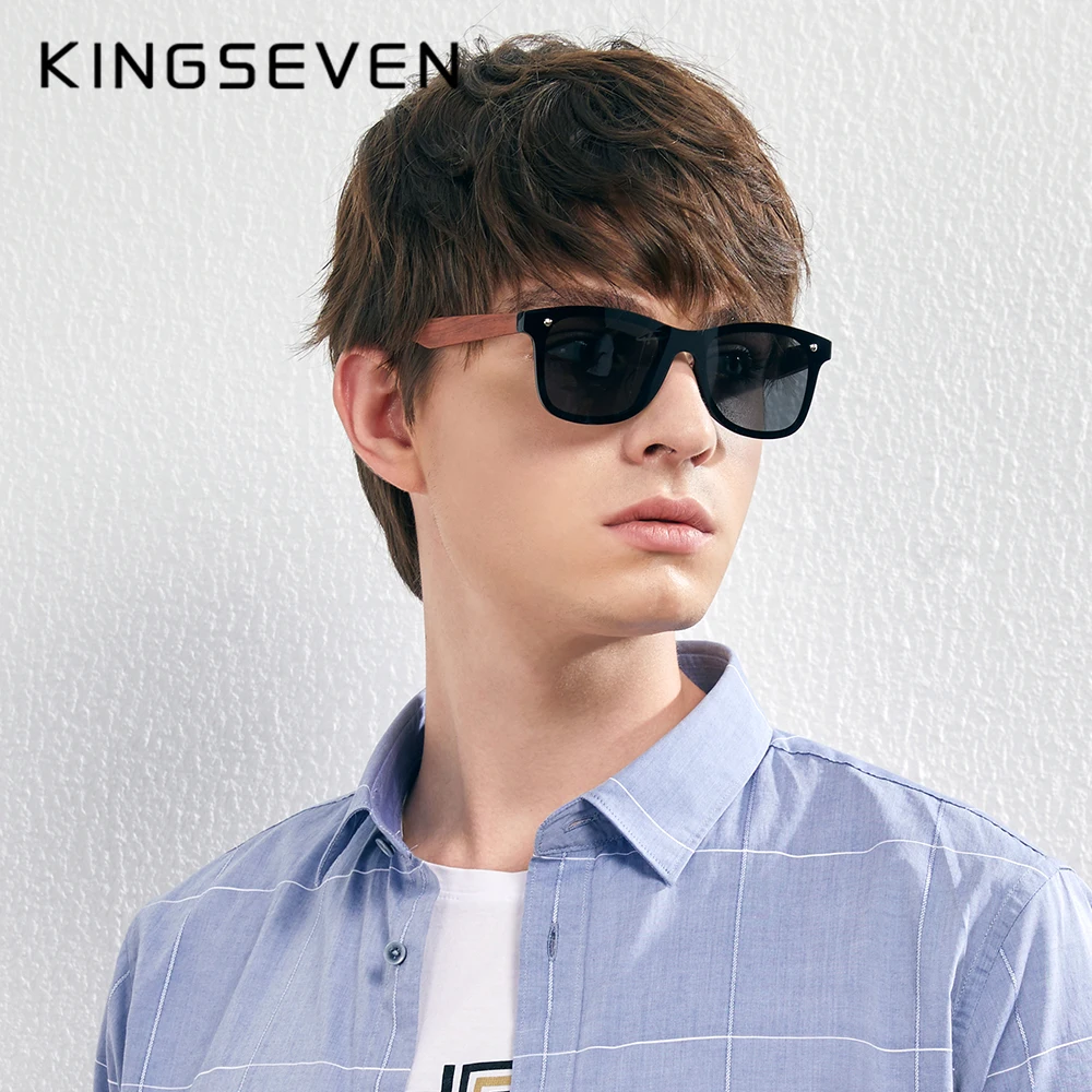 2021 KINGSEVEN Vintage Sunglasses Natural Bubinga Wooden  Men Polarized Fashion