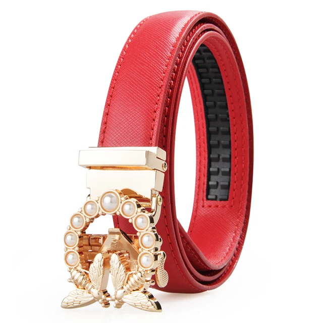 New Fashion Women's Belts Genuine Leather Designer High Quality Belt Women Luxury Straps for Woman White Automatic Buckle Belts WA01703