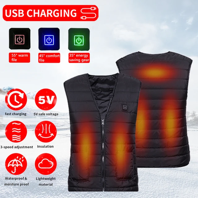 US $17.38 Outdoor USB Infrared Heating Vest Jacket Warm Winter Flexible Electric Thermal Waistcoat Hiking Cam