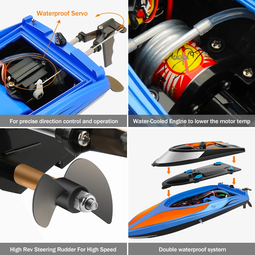 High Speed RC Boat H102 2.4GHz 4 Channel 30km/h Racing Remote Control Boat RC Ship Speedboat Toys with LCD Screen