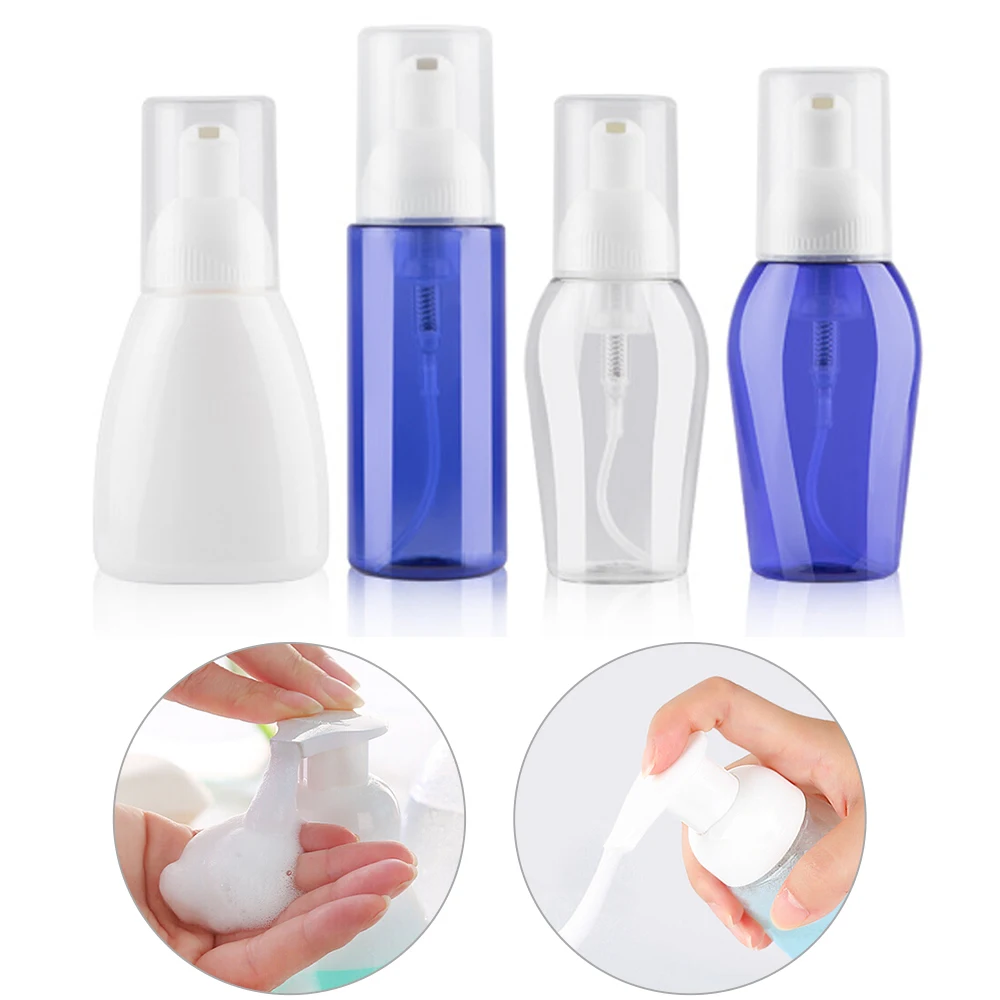 

50/80/100/150ml Clear Blue Foaming Bottle Liquid Soap Whipped Mousse Points Bottling Shampoo Lotion Shower Gel Foam Pump Bottles