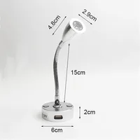 Black Silver DC12V 24V Touch Dimmable led Wall Lamp with Flex Neck and USB Output Socket, 3000K 6000K LED USB Reading Light 2