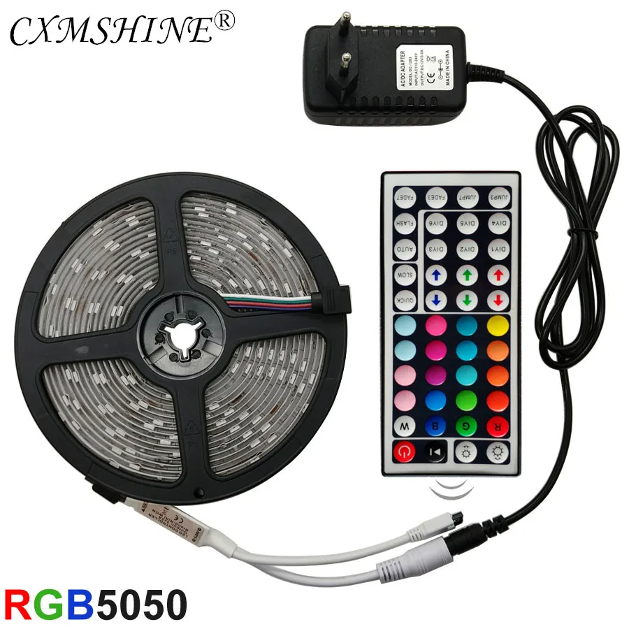 Светодиодная лента гибкая RGB 5050 SMD 2835 5/10/15 м 12 В пост. тока + удаленный контроллер