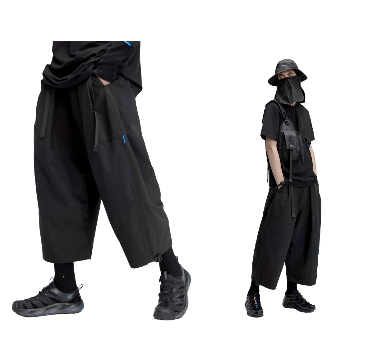Reindee lusion spliced waterproof samurai pants retractable webbing techwear ninjawear outdoor functional