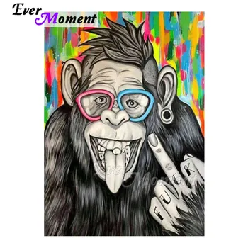

Ever Moment Diamond Painting Gorilla Glasses Finger Rhinestone Mosaic Full Square Drill Diamond Embroidery Cross Stitch S2F2383