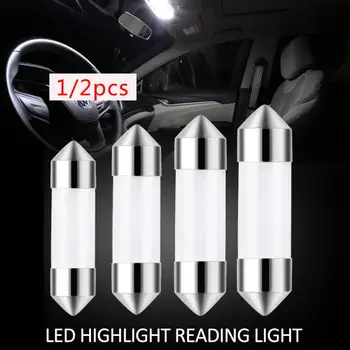

2/1PC 5W COB Car LED Bulb Interior Reading Light Ceramic White License Plate Lamp Car Roof Light 41 39 36 3mm Auto Car Accessory