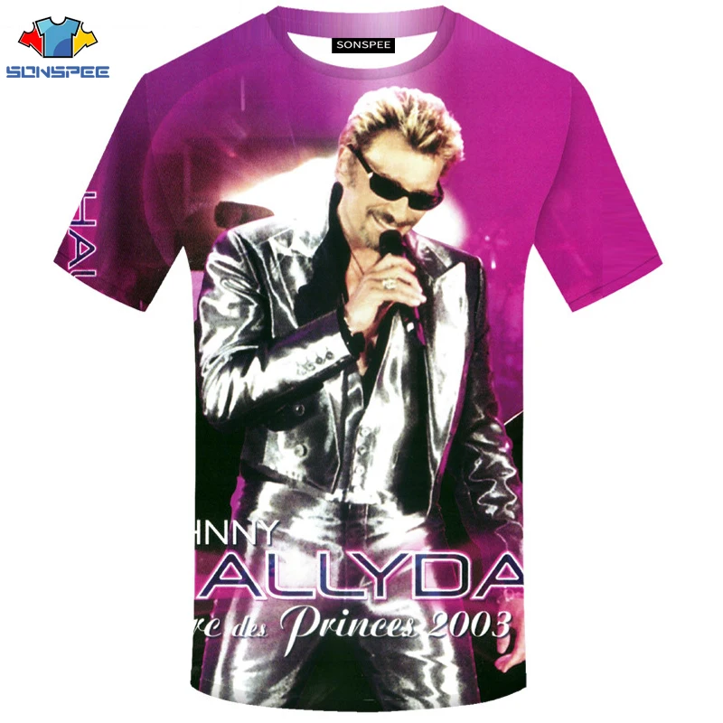 Футболка SONSPEE johny Hallyday футболка Elvis Presley с 3D принтом Новая короткими рукавами и