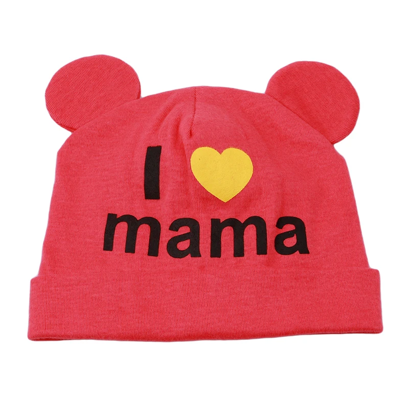 New Spring Autumn Baby Cap Knitted Warm Cotton Soft Beanie Hat For Toddler Baby Kids Girl Boy I LOVE MAMA Print Baby Hats