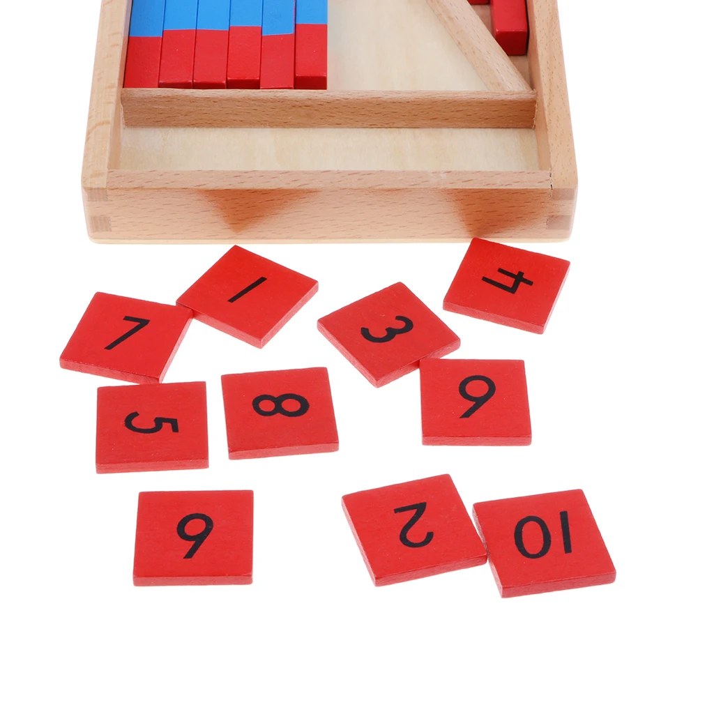 Montessori Toy Wooden Red & Blue Rods Kids Classic Learning & Education Toy