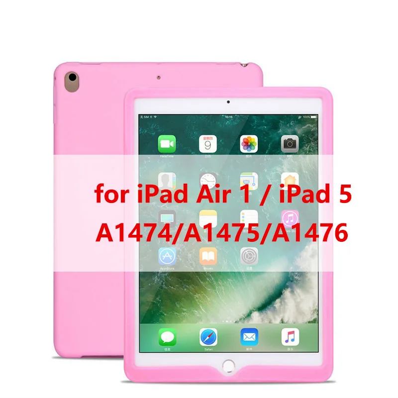 Tablet Silicone Case for iPad 9.7 Air 2 Case Soft Shockproof 360° Protection Back Shell Cover for iPad mini 2 3 4 Case - Цвет: for iPad Air pink