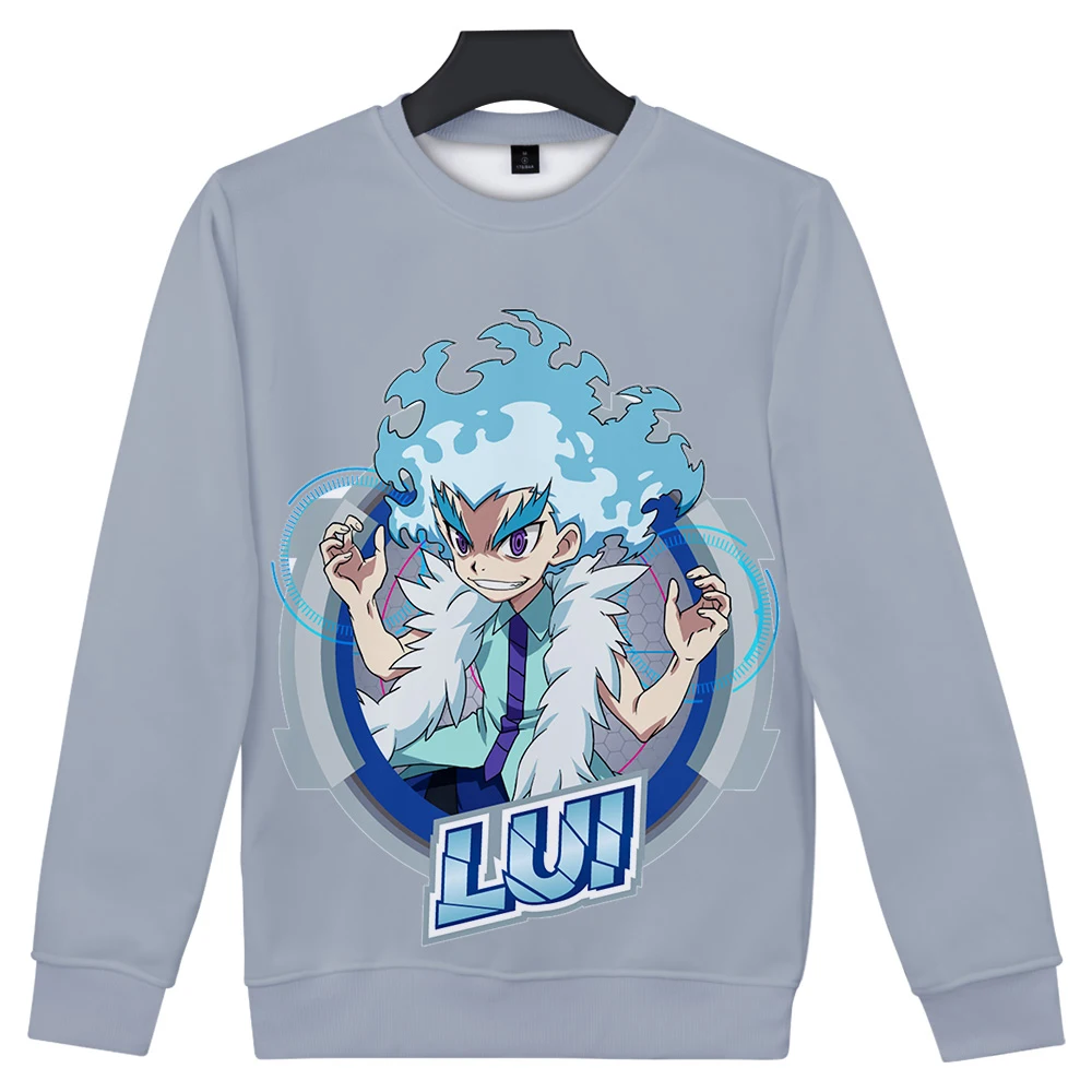 Толстовки с капюшоном в стиле Харадзюку с объемным рисунком Beyblade Burst Evolution Kpop, толстовка, рубашка детская одежда с 3D-принтом, без шапки, уличная одежда с круглым вырезом