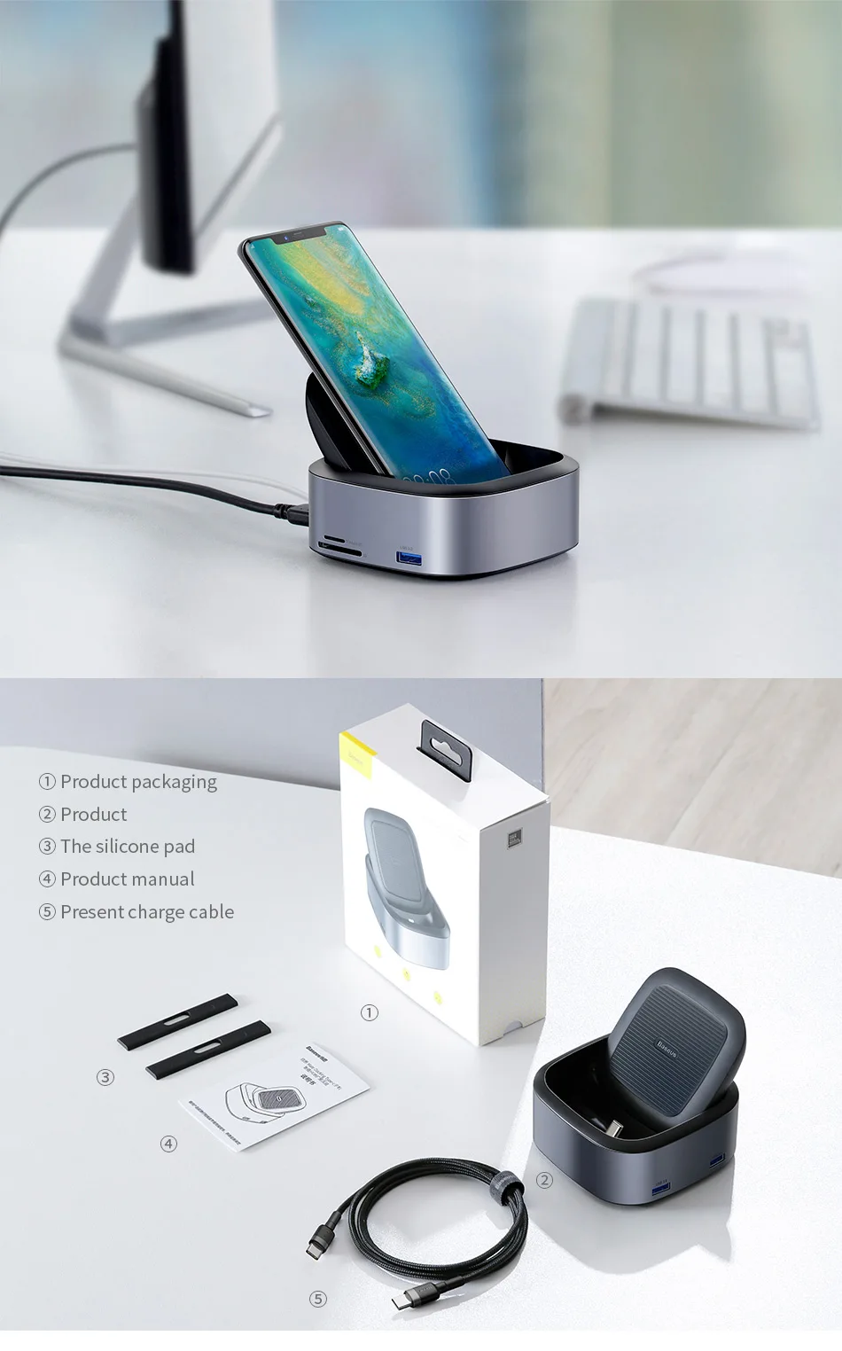 Baseus USB C Dex станция к USB 3,0 HDMI usb-хаб для huawei P20 P30 Pro samsung S10 док-станция 8 usb портов usb type-C концентратор