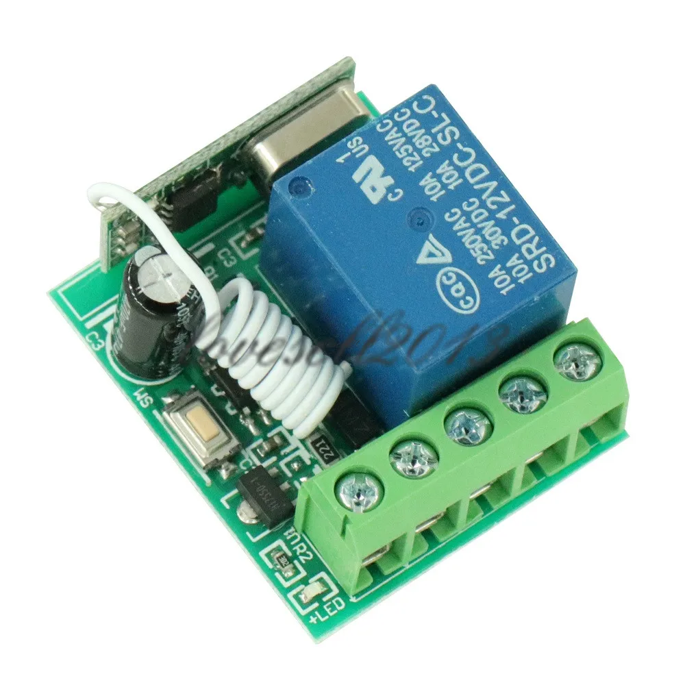

12V 1 Channel 433MHz Wireless Relay Switch Module DC RF Remote Control Switch Heterodyne Receiver Module