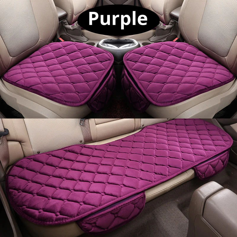 purple Зимний теплый чехол для сиденья автомобиля, Бархатная подушка для сиденья, универсальная Передняя Задняя задняя подушка для стула, подушка для сиденья для внедорожника, автомобильный протектор для сиденья - Название цвета: purple