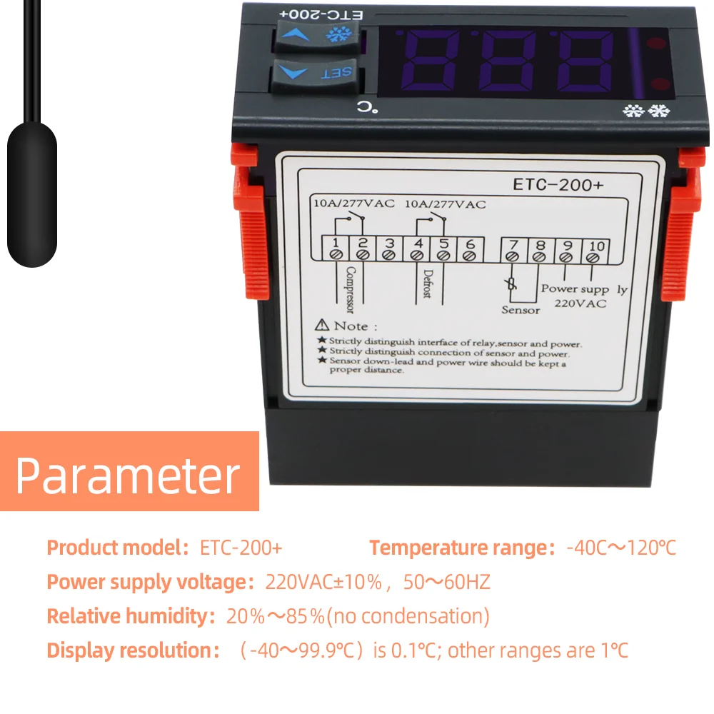 온도조절기 온도 측정 및 컨트롤러, 디지털 온도조절기 냉동 제상 경보 ETC-200 +, 220V