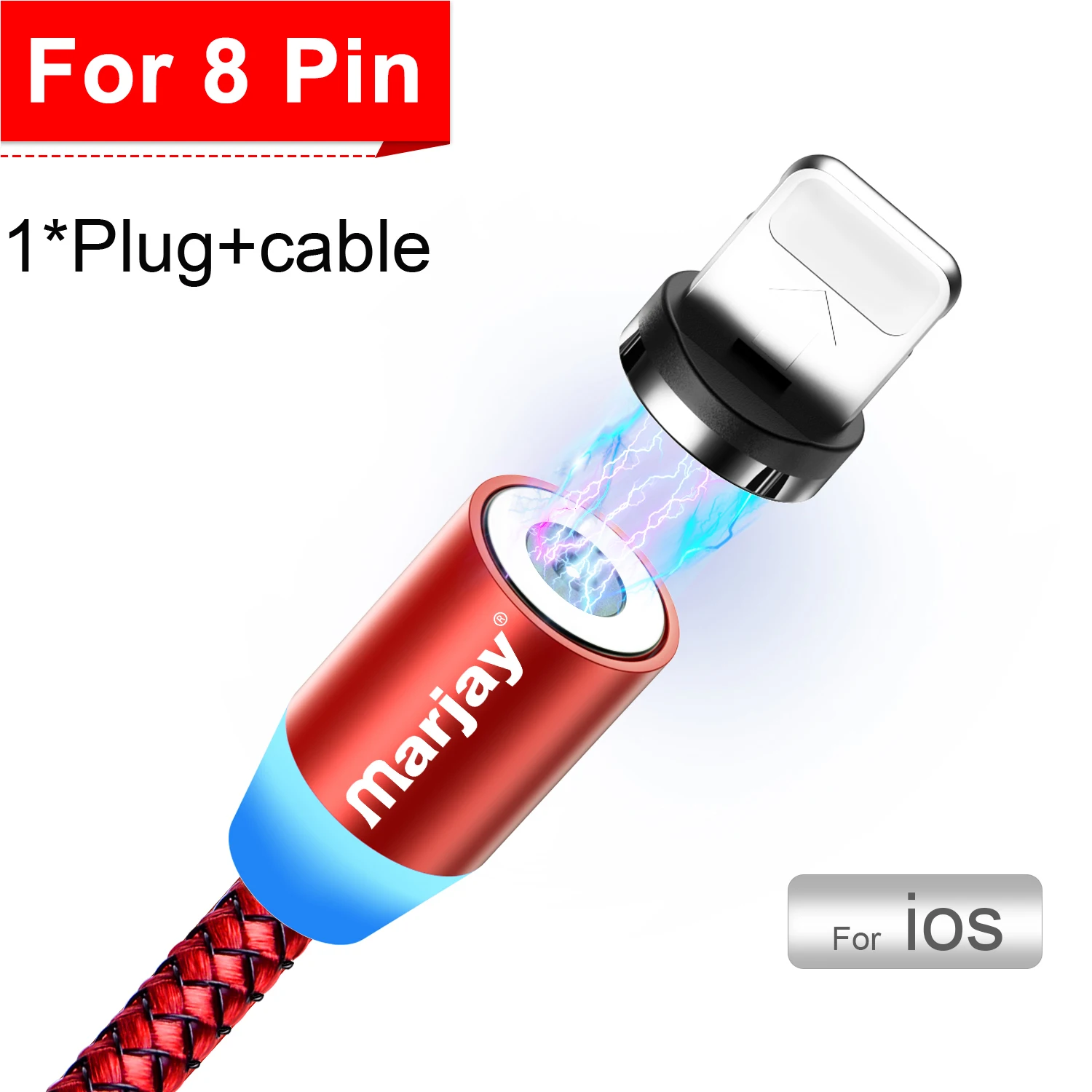 Red For iphone Marjay, магнитная зарядка зарядное устройство, магнитный кабель Micro USB кабель для iPhone, samsung, Android, быстрая зарядка, магнит, usb type-C кабель, шнур для мобильного телефона, провод - Цвет: Red For iphone