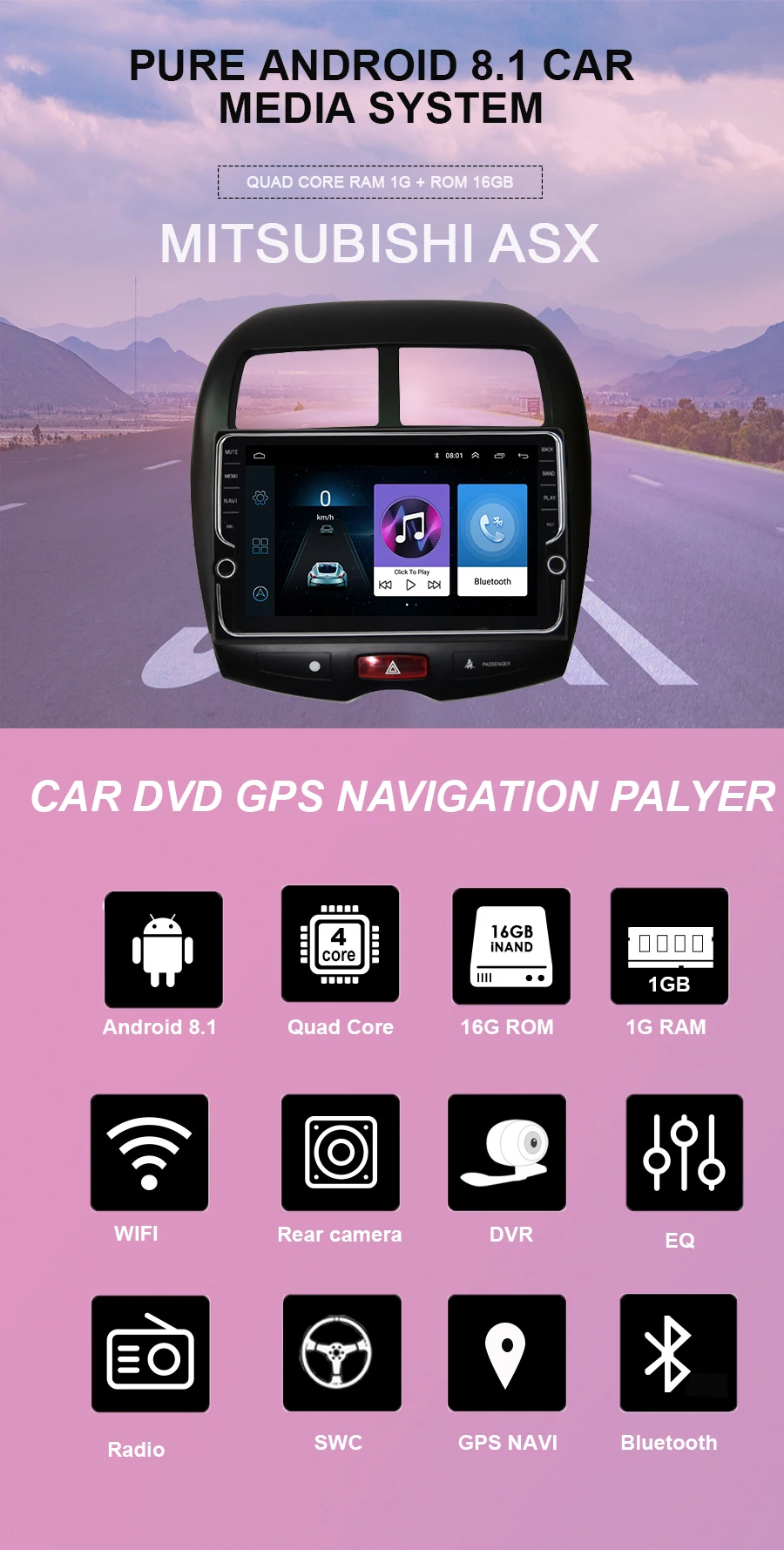 Sale Navivox Android 8.1 Car Radio Multimedia Player 2 din dvd GPS For Mitsubishi ASX 2010-2017 Navigation headunit Stereo audio 0