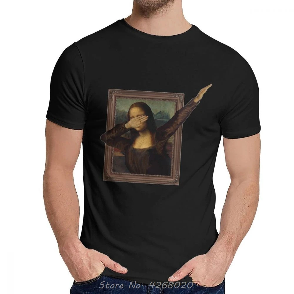 Мужская футболка с круглым вырезом рисунком Моны Лизы La Gioconda коротким рукавом из