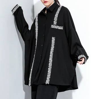 

SeeBeautiful Lapel Long Sleeve Patch pocket Single Breasted Large Size Dress Woman Summer Autumn 2020 New Tide Fashion T370