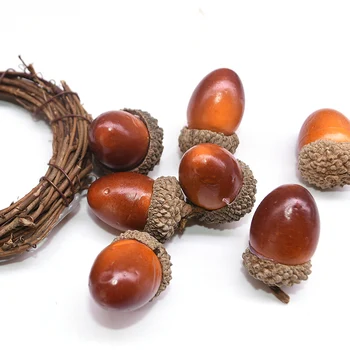

20Pcs Mini Artificial Acorn Simulation Oak Nut Vivid Realistic Fake Foam Fruit Ornament Wreath Home Decor