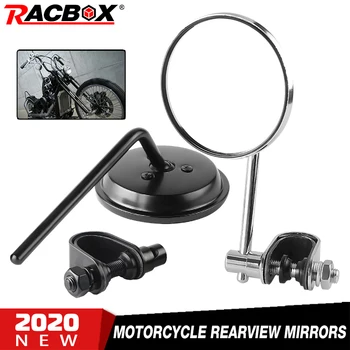

Motorcycle Rearview Mirror Stainless Steel Mirror Classic Retro Vintage Round Back View Mirrors Universal 22mm-25mm Convex Clip