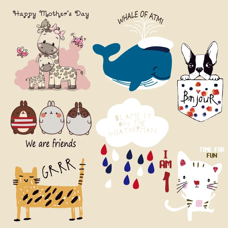 

ZOTOONE Cute Cartoon Animal Patches Heat Transfer Iron on Patch for T-Shirt Children Gift DIY Clothes Stickers Heat Transfer I