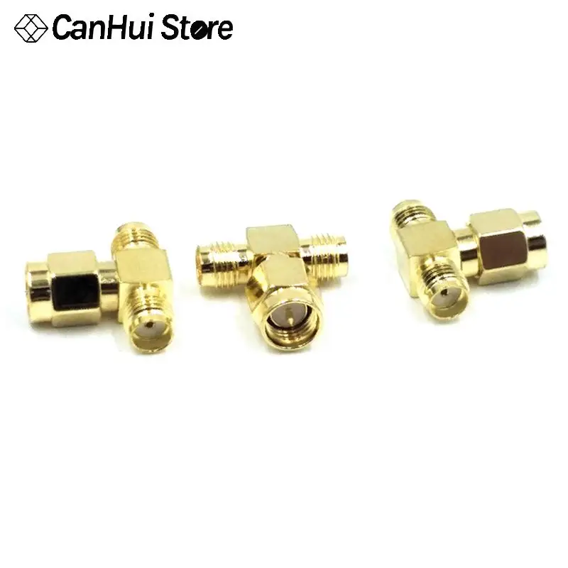 

2ps SMA Male Hole to Two SMA Female Neelde Triple T RF Adapter Connector 3Way Splitter SMA-JKK SMA-KJK Copper RF Radio Frequency