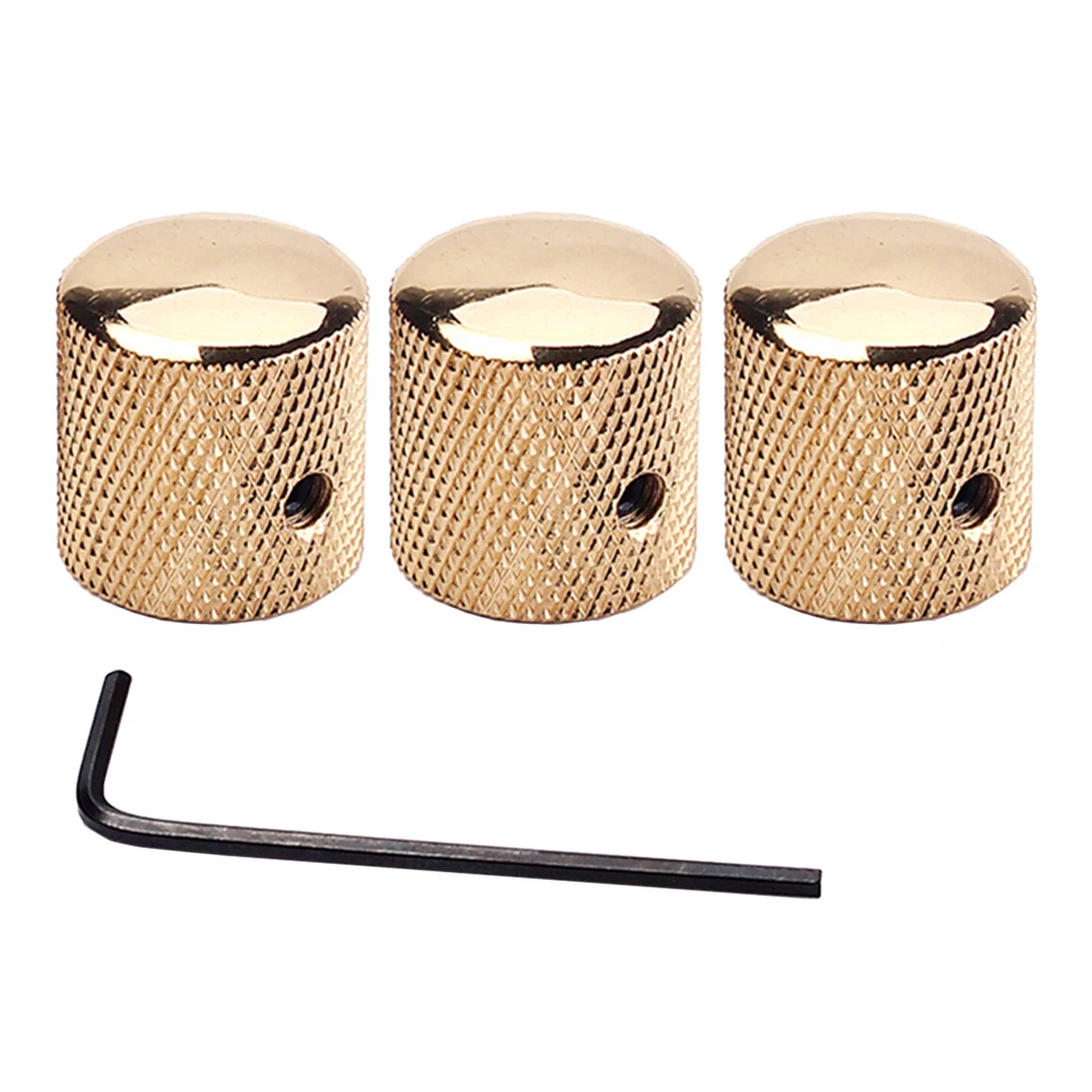 3 Pieces Professional Golden Metal Guitar Tone Volume Knob With Hole Guitar Part