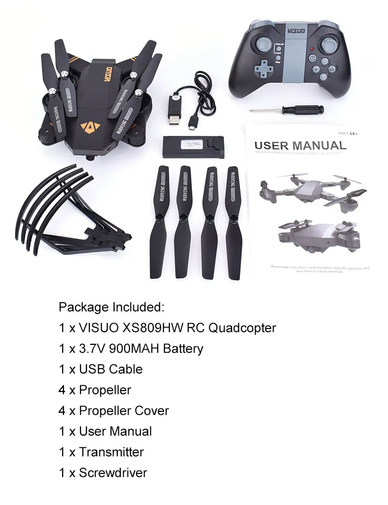 VISUO XS809HW складной Дрон с 720P широкоугольной HD камерой Wi-Fi FPV высота удержания Безголовый режим RC Квадрокоптер VS H47 Дрон