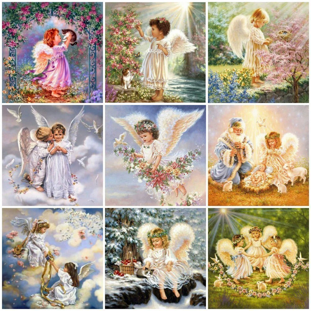 

Huacan Diamond Painting 5D DIY Diamond Embroidery Angel Full Square Religion Home Decor Mosaic Picture Of Rhinestones Gift