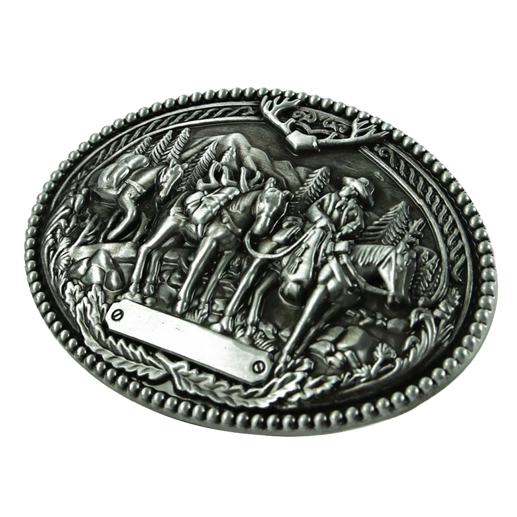 Vintage Flower Horse Man Tattoo Mens Belt Buckle Western Cowboy 