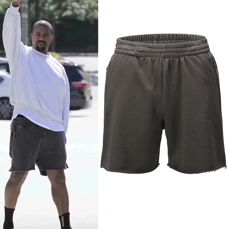 Однотонные спортивные шорты Kanye West 5 цветов мужские эластичные махровые брюки