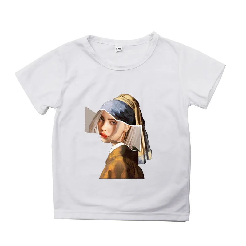 13 Billie Eilish/детская футболка для детей Летний хлопковый топ с короткими рукавами и принтом для маленьких детей - Цвет: 13