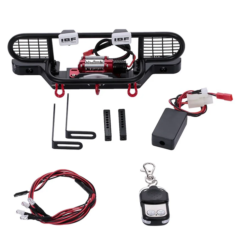 Bumper Metal with Winch 2 LED Light Remote Controller Receiver for Traxxas TRX-4 TRX4 RC Crawler Car Parts