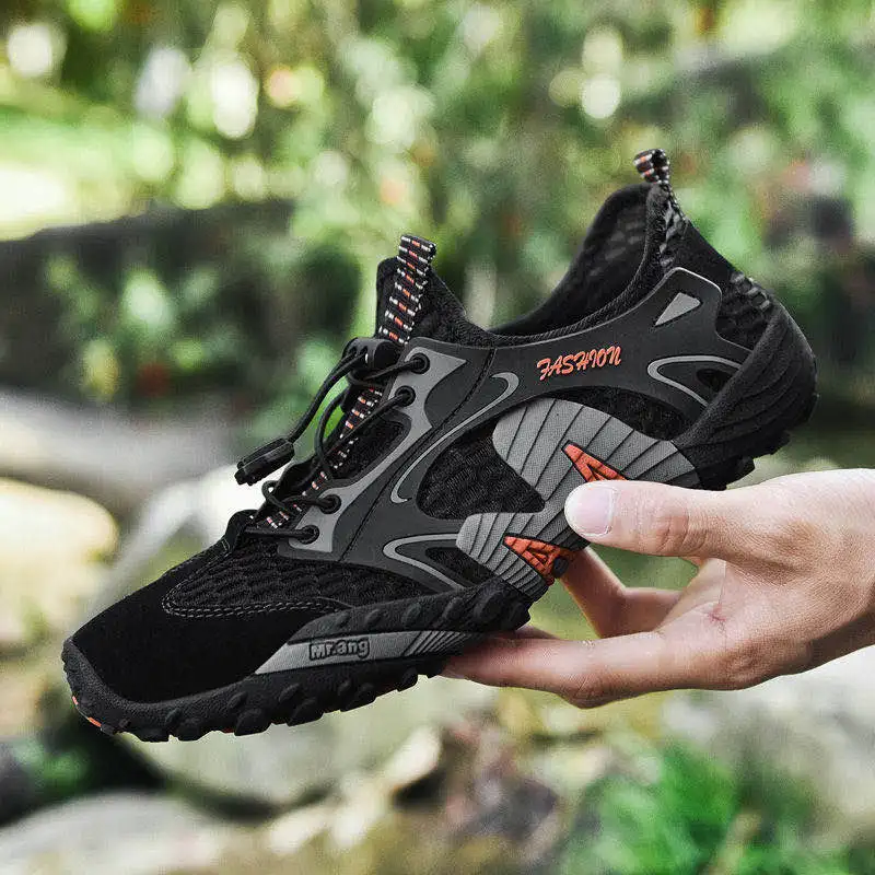 

2020 Summer Breathable Men Hiking Shoes Suede + Mesh Outdoor Men Sneakers Climbing Shoes Men Sport Shoes Quick-dry Water Shoes