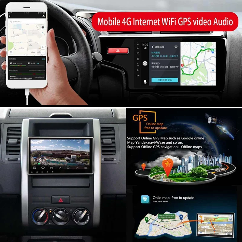 10.1 inch Android 8.0 1Din Car 4-Core Stereo Radio GPS Navigation WIFI Bluetooth RDS Audio Universal Multimedia Player