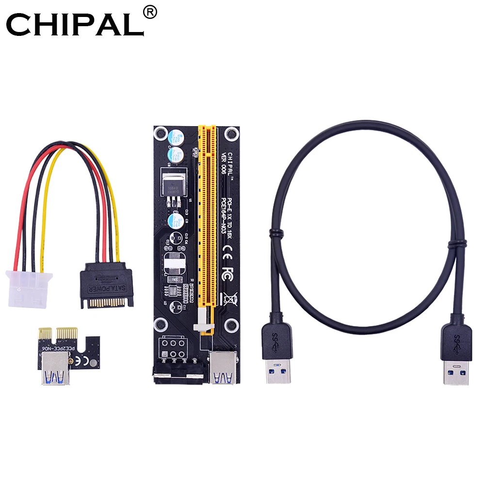 CHIPAL PCI-E Райзер-карта VER006S Экспресс 1X 4x 8x 16x расширитель PCI E USB 006 SATA 4Pin 15pin адаптер