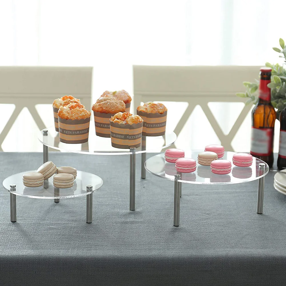 3 Layers Acrylic Birthday Bakeware Display Party Detachable Transparent Durable Practice Cake Stand Wedding Round Decoration